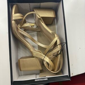 Windsor Gold Strappy Block Heels